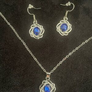 Elegant Silver and Blue Jewelry Set